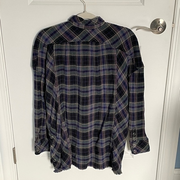 Free People Juniper Ridge Snap Side Plaid Button Down Top 35204 - Picture 9 of 16